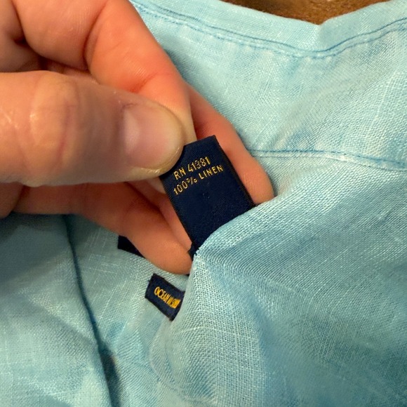 Ralph Lauren Linen Bright Blue Ocean Wash S/S Button Down Shirt Size‎ 4XLT *READ - Picture 6 of 9
